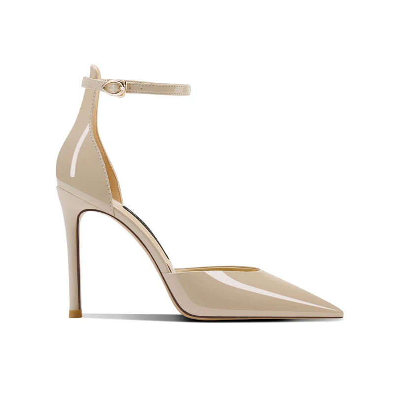 Hot Sale Woman Patent Leather Pointed High Heel Thin Heel Sexy Sandals Bun Hollow Simple Sandals