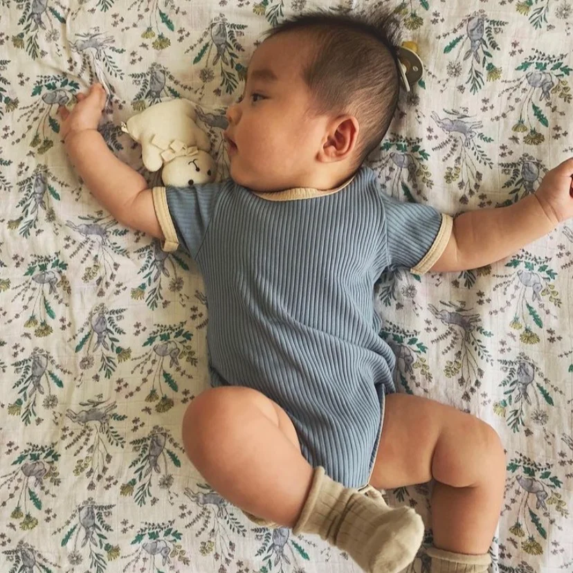 

2021 Spring and Summer Belb Children's Short-sleeved T-shirt Shorts Sets Modal Cotton Comfortable Thread Baby Romper