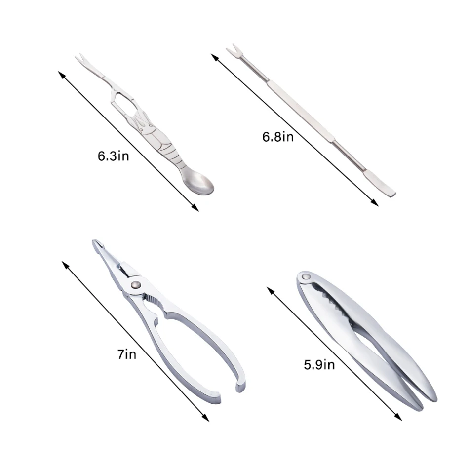 

Stainless Steel Seafood Tool Sets Crab Crackers Picks Spoons Set Crab Peel Shrimp Tool Lobster Clamp Pliers Clip Pick Tools New