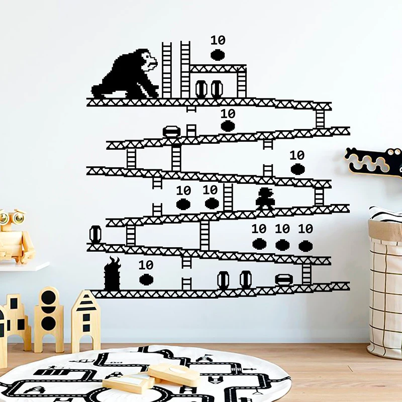 Наклейка на стену для игры наклейка видеоигр Супер Марио декор игровой комнаты