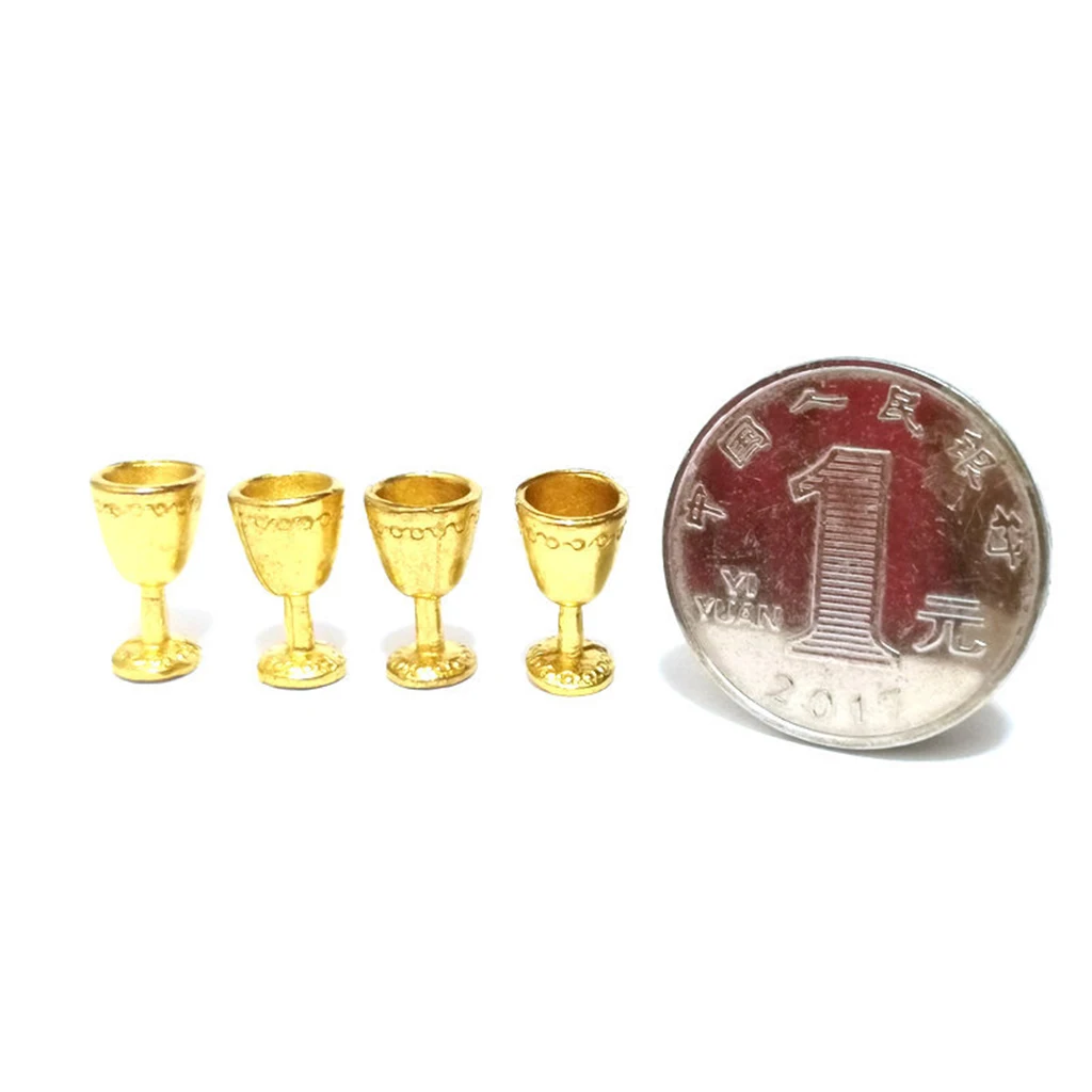 

8Pack of Dollhouse Miniature Golden Wine Cup Goblet Kits 1/12 Scale Decor Golden