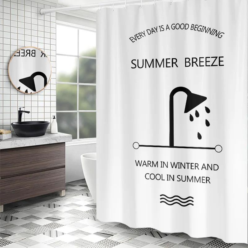 

Водонепроницаемая художественная душевая занавеска ручной росписи, утолщенная Скандинавская моющаяся, в эстетике, занавеска для ванной ко...