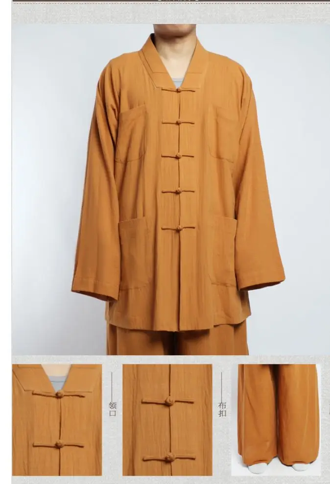 Унисекс летняя одежда из хлопка и льна женская униформа кунг-фу Будда шаолин