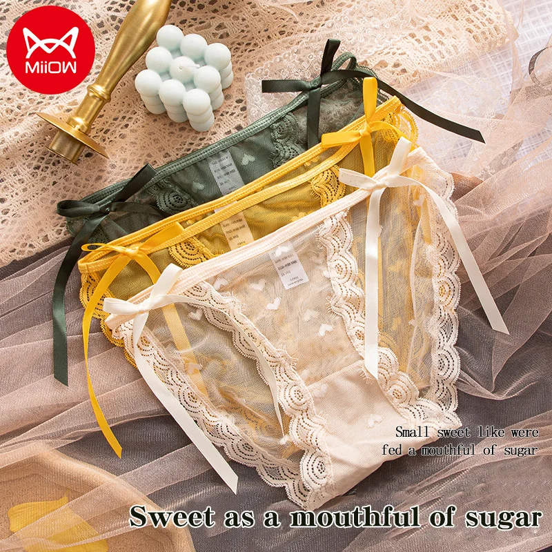 Женские нейлоновые трусики MiiOW 3 шт. Кружевные сексуальные женские трусы удобные