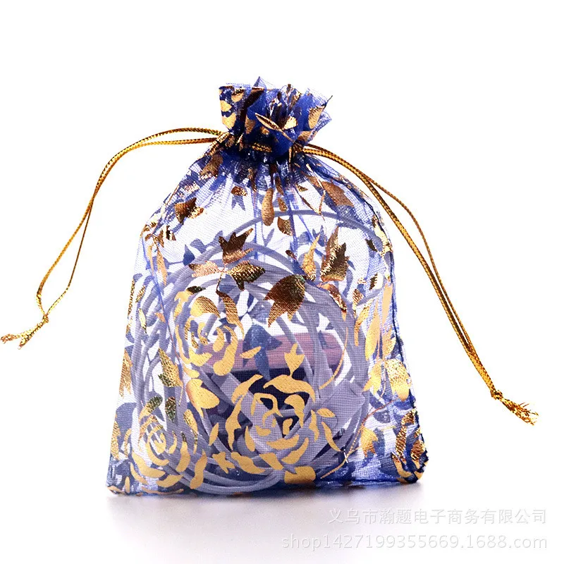 50 шт. Позолоченные марлевые пакеты из органзы подарочная упаковка для ювелирных