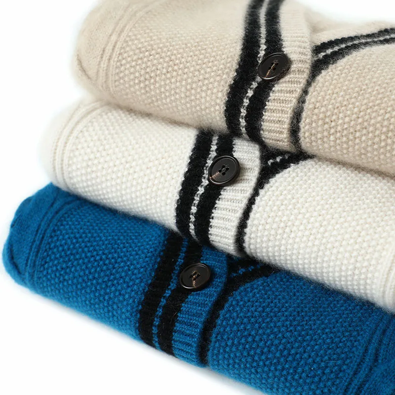 Женский кашемировый кардиган с v-образным вырезом и длинным рукавом |