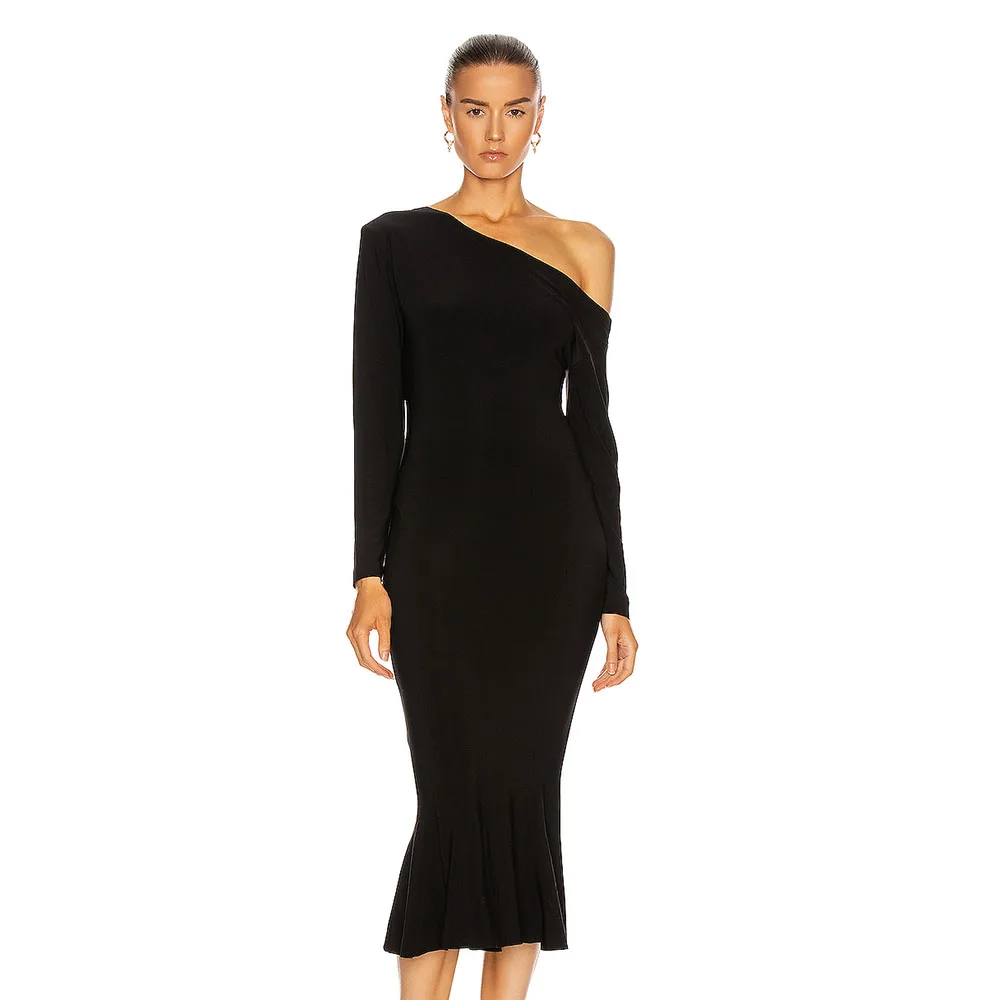 

Sexy Summer Dress Women Ruffles Trumpet Long Dress Elegant Bodycon Party Dresses 2021Summer Dresses