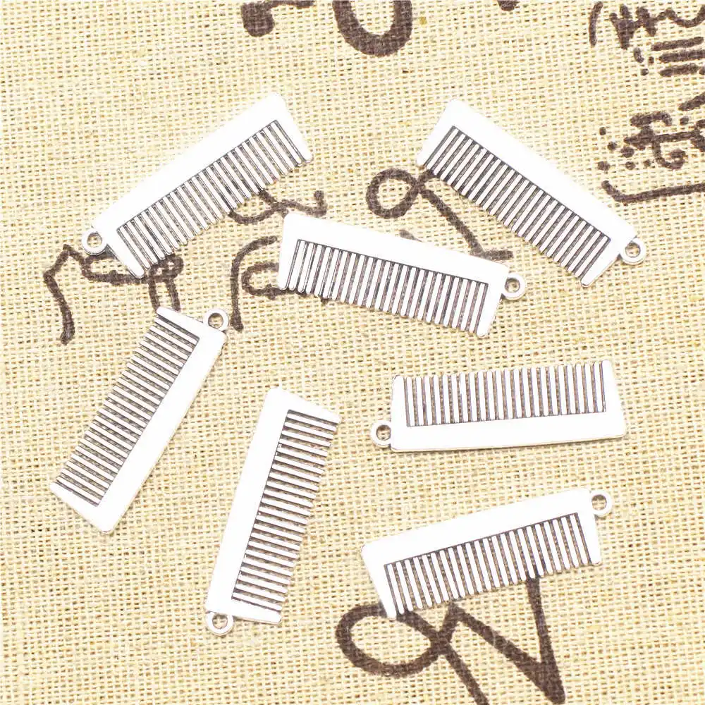

Comb Charms Supplies For Jewelry Making Kit Antique Silver Color 20pcs 10x33mm