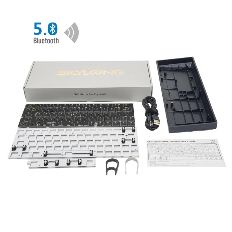 

Программируемая Bluetooth механическая клавиатура GK64XS с горячей заменой, печатная плата, комплекты на заказ, переключатель RGB, Usb-порт Type-c, модул...