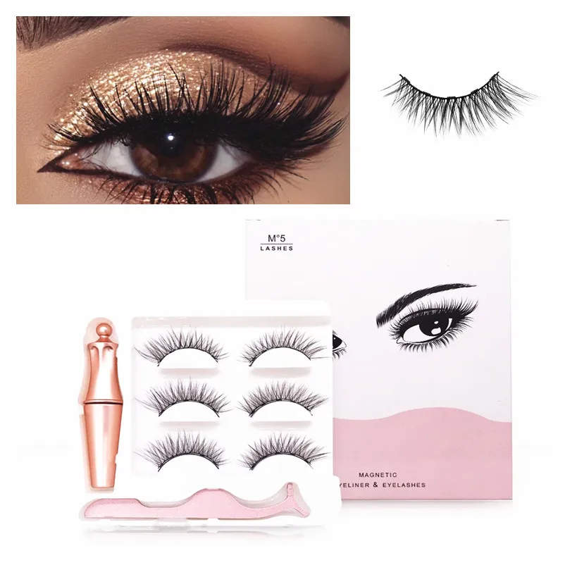 Магнитный ресницы 3D накладные серо-коричневого цвета магнитная