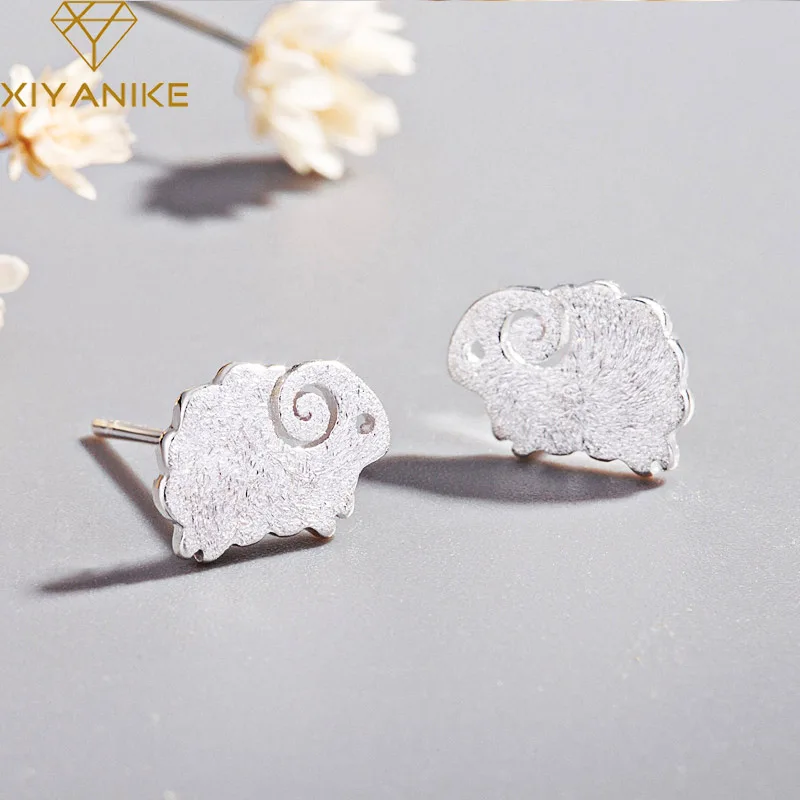 

XIYANIKE 925 Sterling Silver New Cute Little Sheep Stud Earrings For Women Small Ear Hoops Elegant Wedding Jewelry Accessories