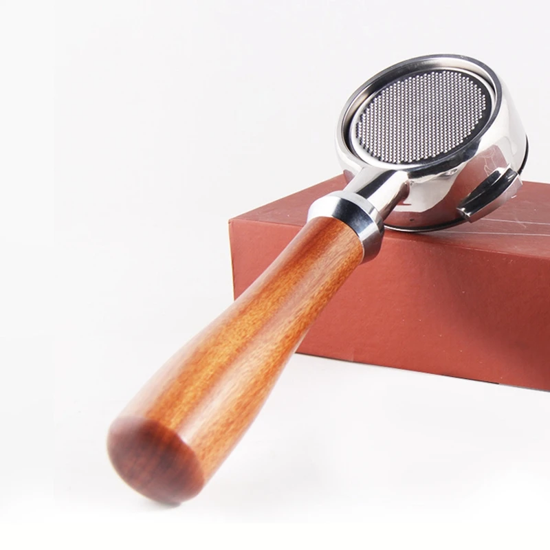 M&aacute;quina de caf&eacute; con filtro modificado, mango de acero inoxidable sin fondo, madera maciza para Aibo E61, portafiltro, 58MM, nuevo-0