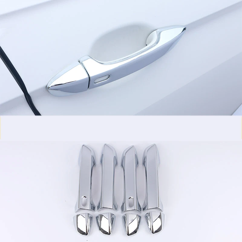 Хромированная наклейка из АБС пластика для дверных ручек клейкая на раму 8 шт.