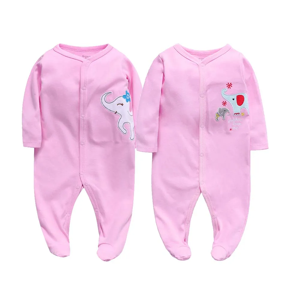 2Pcs/set Newborn Baby Footies Cotton Baby Boy Footies For Kids Clothes Long Sleeve Baby Pajamas Baby Girl 0-12M