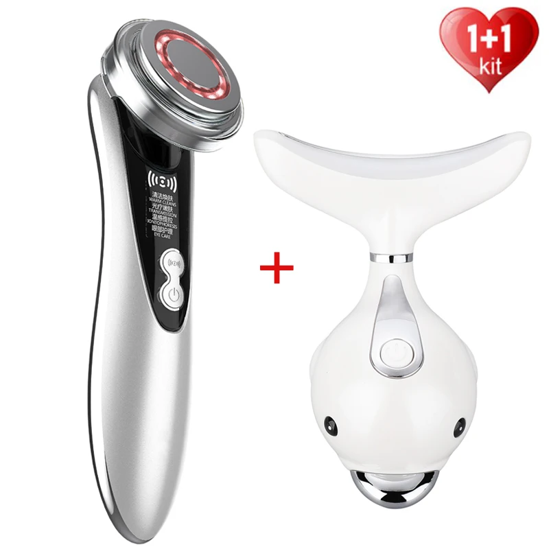 

RF&EMS lifting Beauty LED Photon Face Skin +3 Colors Led Facial Neck Massager Lifting Tool Photon Heating Wrinkle Removal