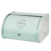 hot metal bread box bin kitchen storage containers home kitchen with roll top lid kitchenware store storage box light green