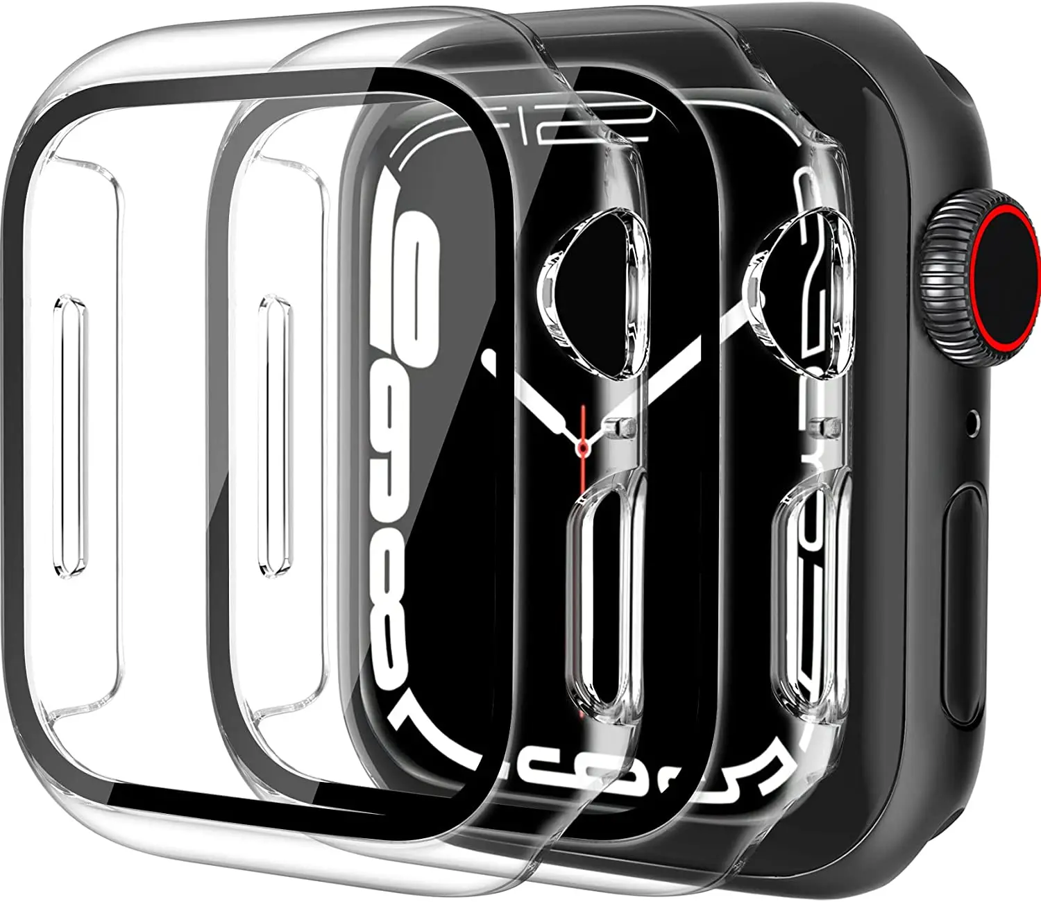 

3PCS/Lot Full Protective Case For Apple Watch Series 7 45mm 41mm Cover Shell + Tempered Film Accessories Screen Protector Cases