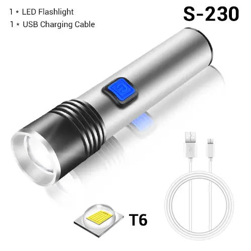 S-230 Option A USB Перезаряжаемый мини светодиодный светильник фонарь Водонепроницаемый XPE T6 светодиодный фонарь масштабируемый портативный походный светильник встроенный аккумулятор - Испускаемый цвет: S-230 Option A