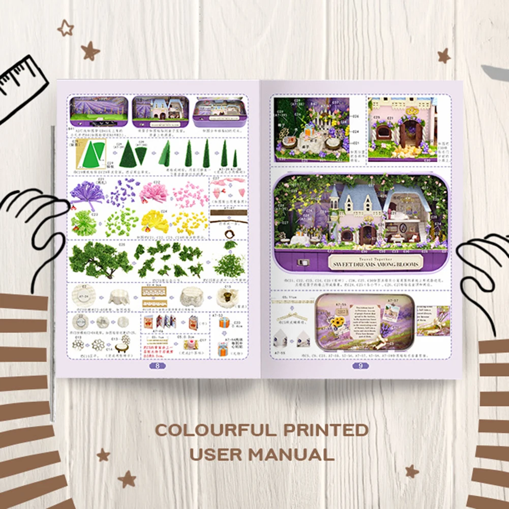 

DIY Assemble LED Garden Paris Box Doll House Kit Mini Art Handicraft Kids Toy DIY miniatur Doll house Furnitures LED Light Toys