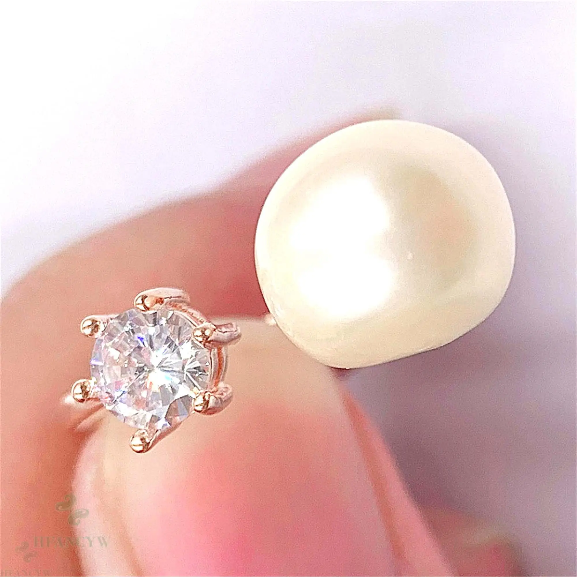 White Baroque Pearl Open Adjustable Rose Gold Ring Wedding Gift Elegant Classic Teardrop Luxury Flawless Women | Украшения и