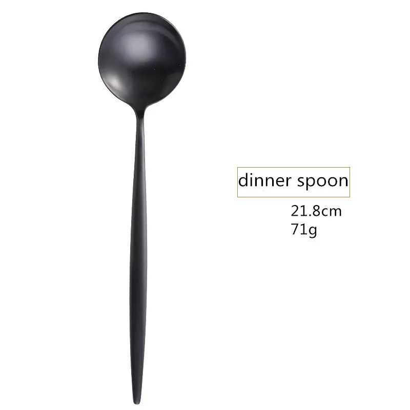1pc dinner spoon Черный набор столовых приборов из нержавеющей стали, вилки, ложки, ножи, столовое серебро, Корейская кухня, палочка для еды, столовая посуда, набор посуды, Прямая поставка - Цвет: 1pc dinner spoon