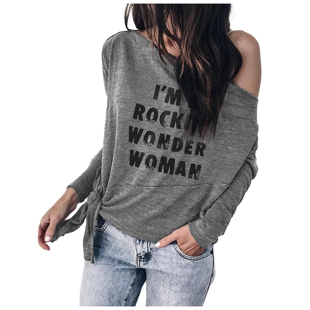 Осенне зимние толстовки 2019 женские с надписями открытыми плечами длинными