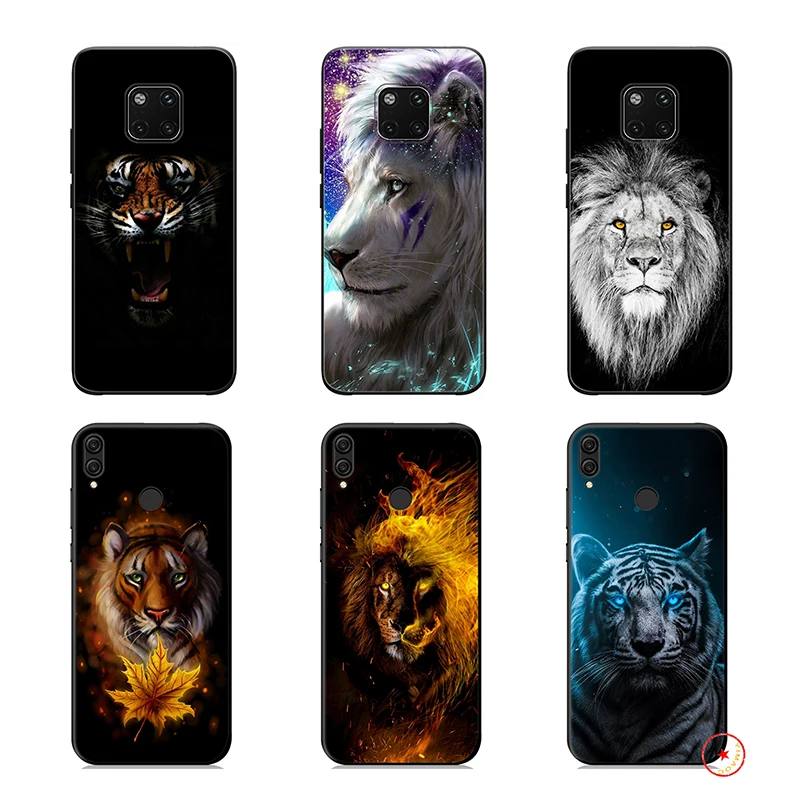 Tiger Lion Art Soft Silicone Case for Huawei Honor 10 9X 9 8 8X Lite 7X 7C 7A 6A Note |