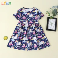 lyho girls dress 2021 summer girls clothes spring toddler baby kids short sleeve unicorn princess dress for girls party outfit