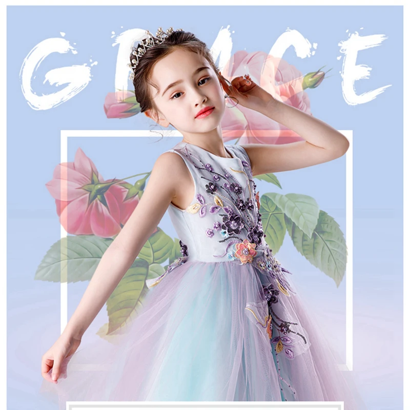 

Summer Lace Girl Dress 2019 BLUE Backless Girls Teenage Princess Dress Irregular Tutu 2-8 Years Pink Children Dresses Pink