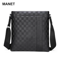 manet korean style messenger bags shoulder bag luxury mens briefcase business plaid bag for male leather handbag crossbody bag