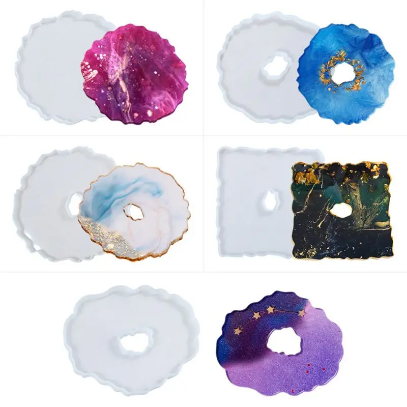 

11Pcs Irregular Round Wave Shape Silicone Geode Coaster Resin Molds for DIY Making Resin Coaster Molds Art Craft Tools