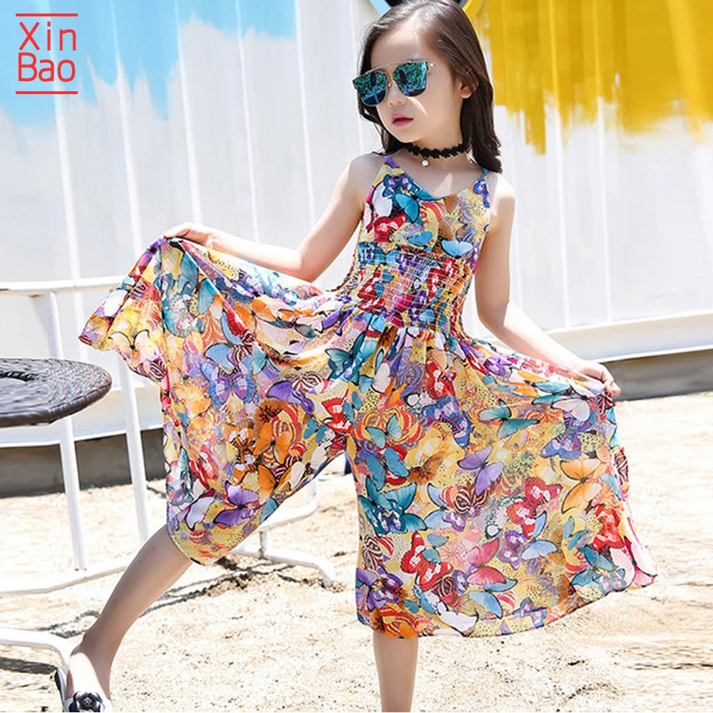 Детское платье принцессы XINBAO летнее пляжное с цветочным рисунком для девочек 6 10