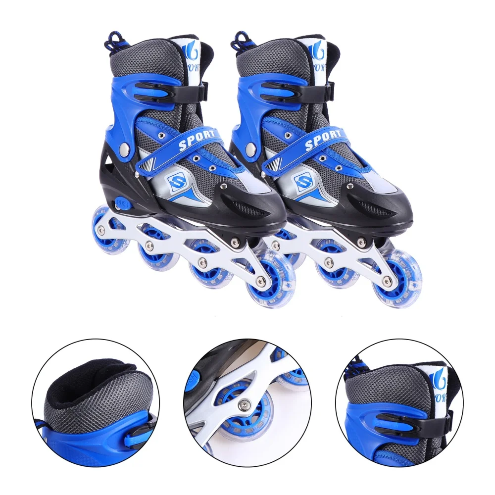 

1 Pair Skates Shoes with Light Wheels Roller Shoes Adjustable Roller Skates