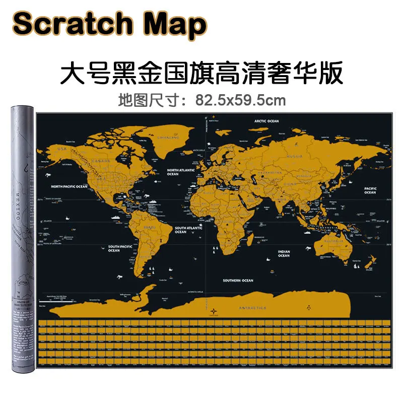 

Deluxe Erase World Travel Map Scratch Off World Map Travel Scratch For Map 82.5x59.4cm Room Home Office Decoration Wall Stickers