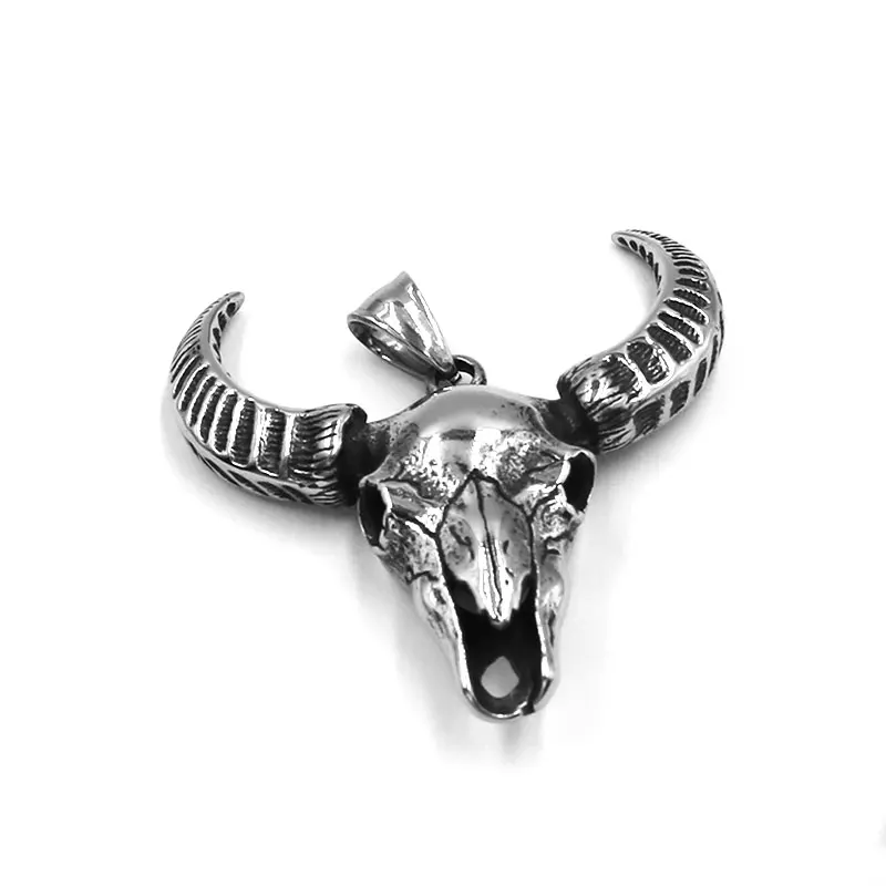 

Punk Bull Pendant Stainless Steel Jewelry Fashion Animal Bull Head Norse Viking Biker Mens Pendant SWP0569A