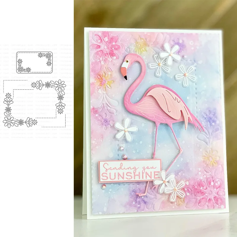 

Flower Rectangle Card Die Stamps And Dies New Arrival 2021 Scrapbook Diary Decoration Stencil Embossing Template DIY Make Albums