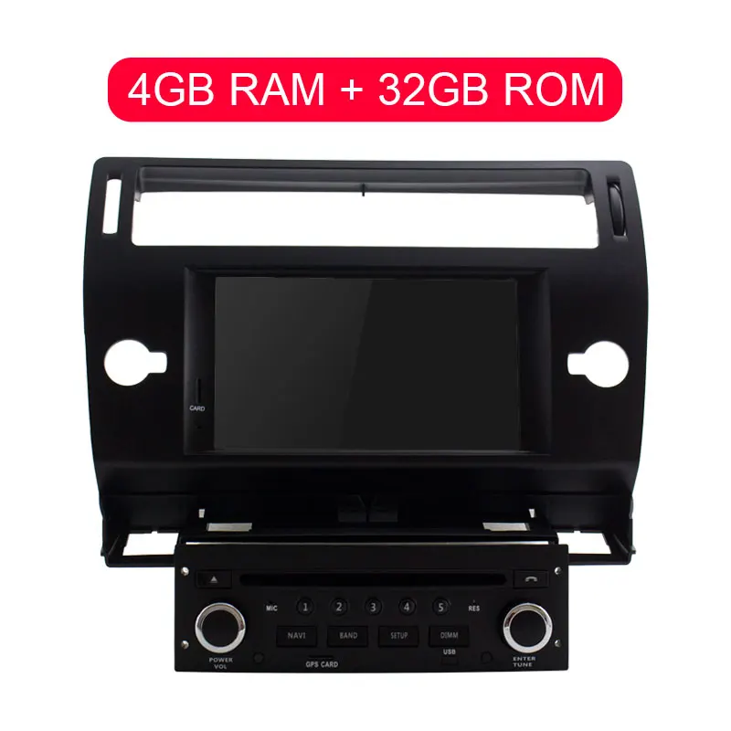 Black 32g rom Автомобильный dvd-плеер Besina Android 9,0 для Citroen C4 Quatre Triumph, мультимедиа, gps навигация, wifi, четыре ядра, 4 Гб, 1 Din, автомагнитола - Цвет: Black 32g rom