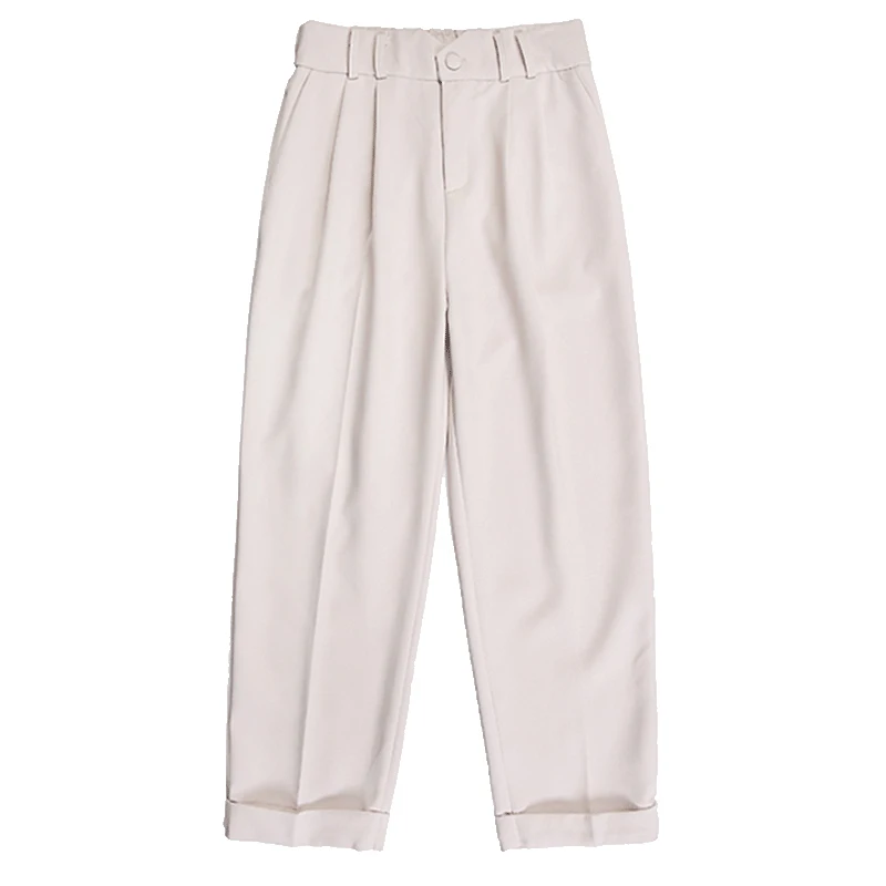 

2020 New Casual Women High waist pants Loose Large size Female Ankle Pants Solid Office ladies Female trousers Chic YNZZU YB422