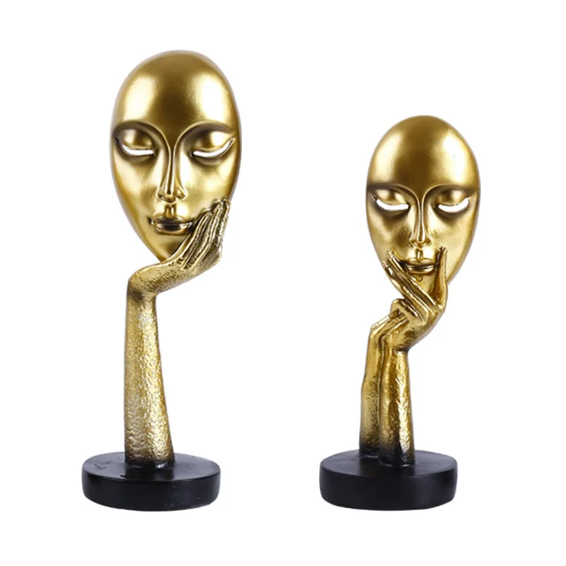

Abstract Thinker Resin Decorative Ornaments Living Room Decoration Accessories Golden Luxury Figurine Crafts for Home Decor