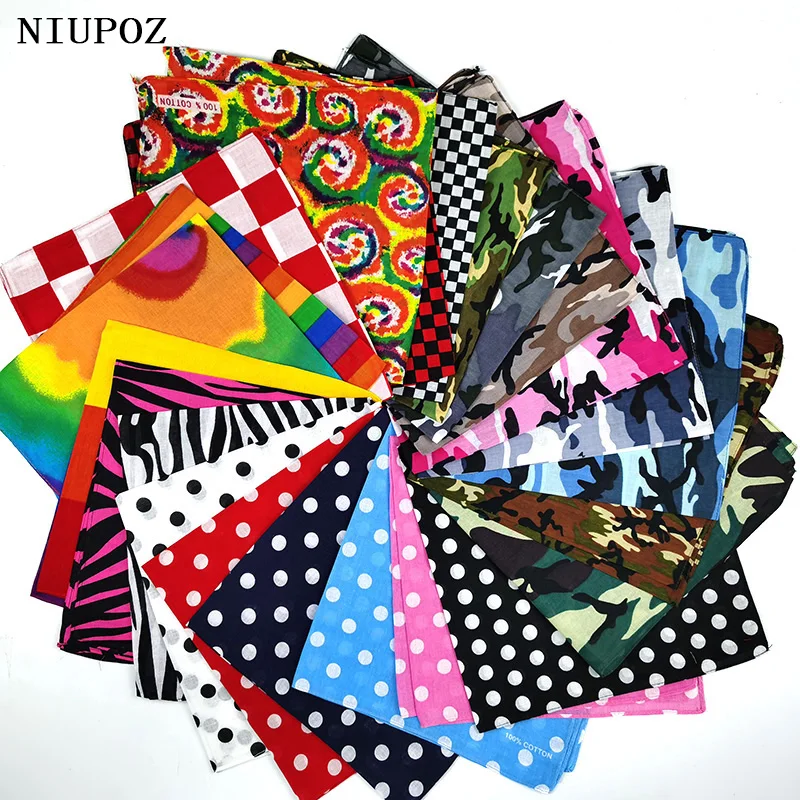 Rainbow Tie Dye Women Foulard Hip Hop Cotton Square Scarf Bandana Swirl Headband Scarf Gradient Color Gifts For Men/Boys/Girls