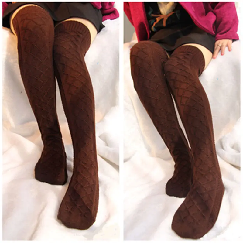 

WInter Warm Knitted Stockings Women Cable Long Boot Thigh-High Leggings Over Knee Socks Sexy Thick High Long Knitting Stockings