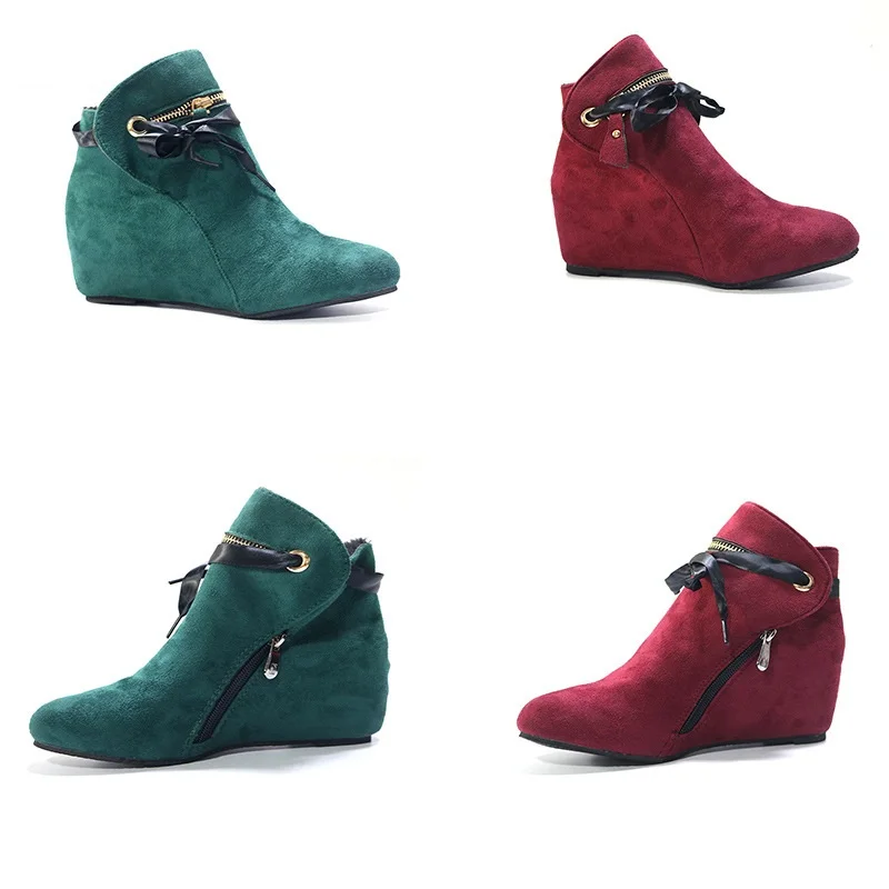 Женские ботильоны на танкетке повседневные ботинки платформе с