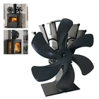 Черный камин, 6 лезвий, рабочая деревянная горелка Ecofan, тихая домашняя фотография, эффективное распределение тепла