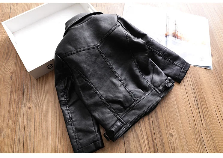 2019 Осенняя детская кожаная куртка для мальчиков и девочек из искусственной кожи
