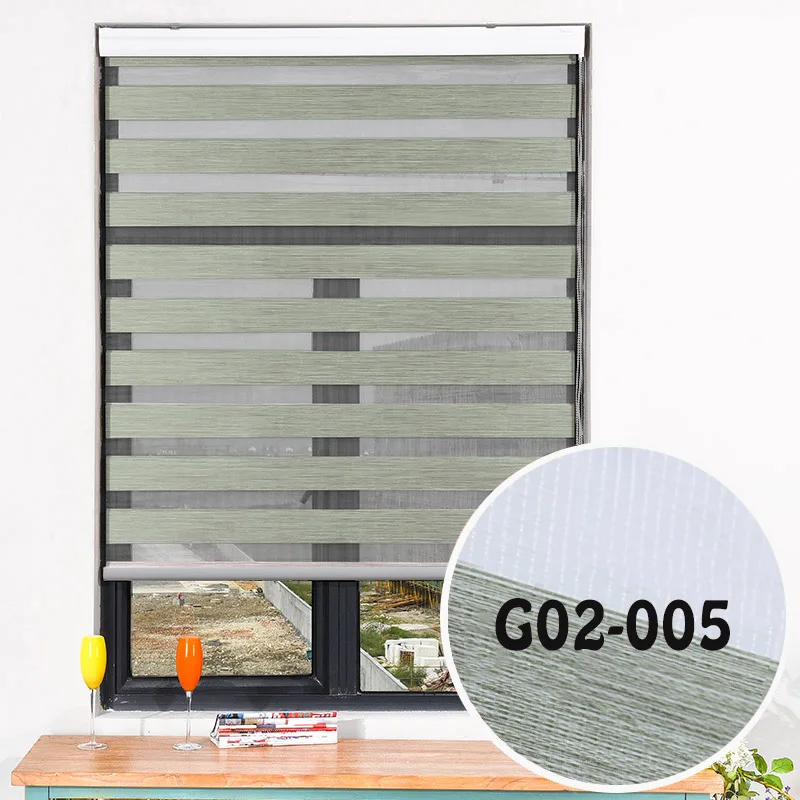 G02-005 CASAYA искусственная льняная ткань Зебра жалюзи высокое качество пылезащитный белый чехол рулонные шторы тяжелых день ночь жалюзи полный оттенок - Цвет: G02-005