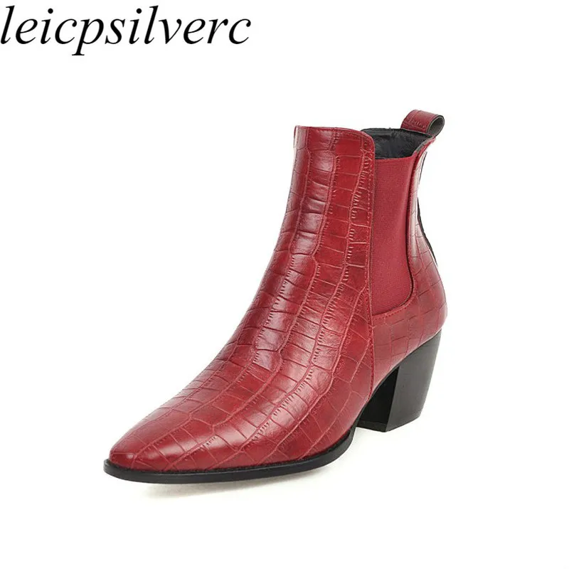 Женские ботинки Сезон осень зима Ботильоны на высоком каблуке с квадратным