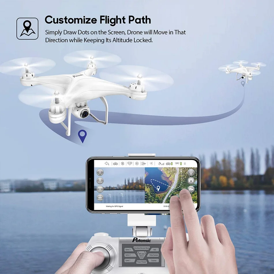 Potensic Дрон с дистанционным управлением 1080P Wi-Fi FPV HD камера высота удерживает один