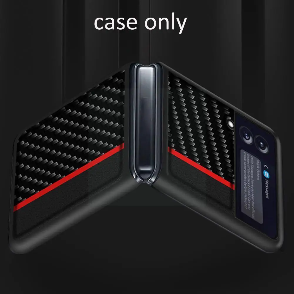 

For Z Flip 3 Carbon Fiber Leather Cover For Sasmung Z Fold3 Cover Full Protector Capa A5v6