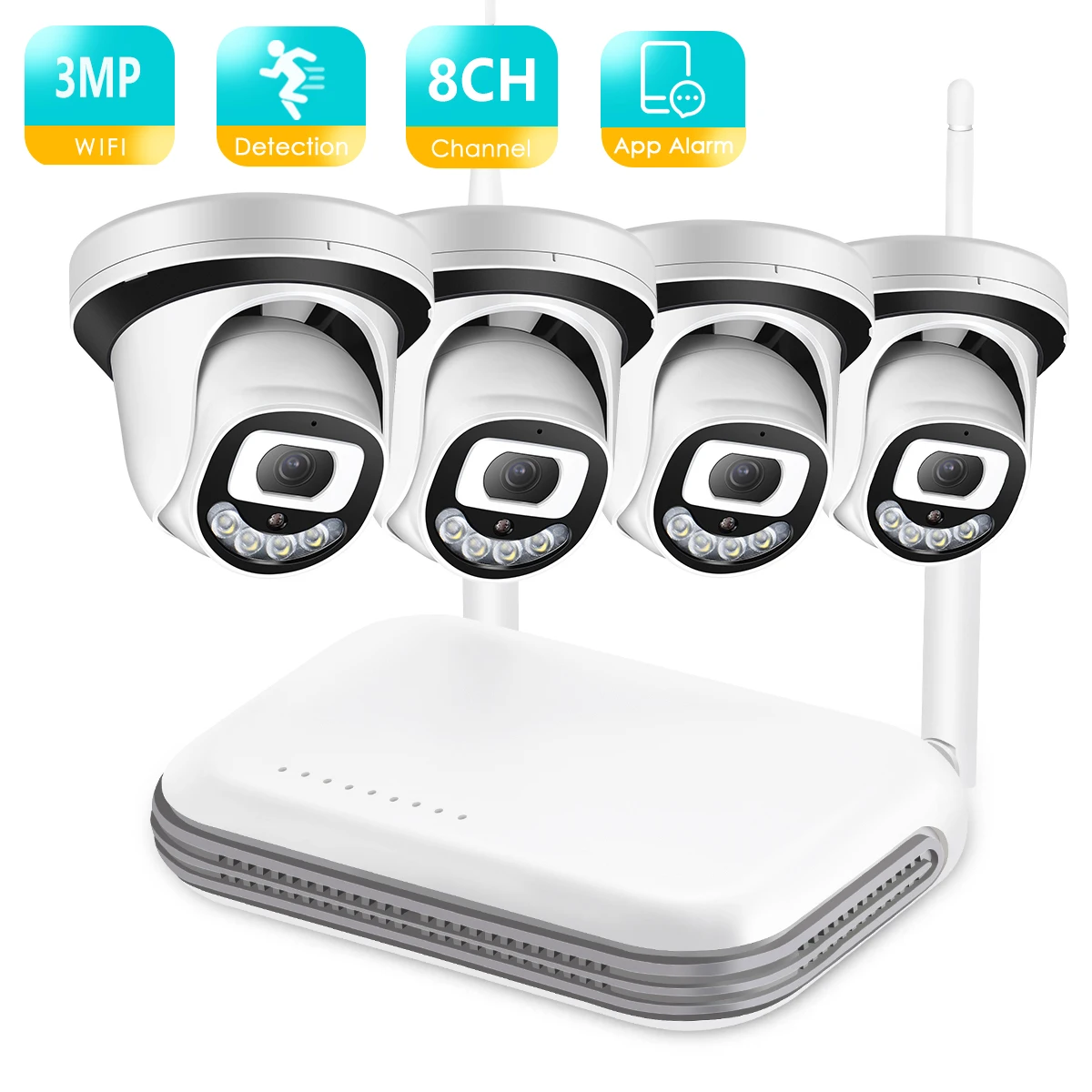 

BESDER 3MP HD Audio WiFi Camera 8CH Mini NVR CCTV Security Kit Infrared Night Vision AI Wireless Video Surveillance Camea System