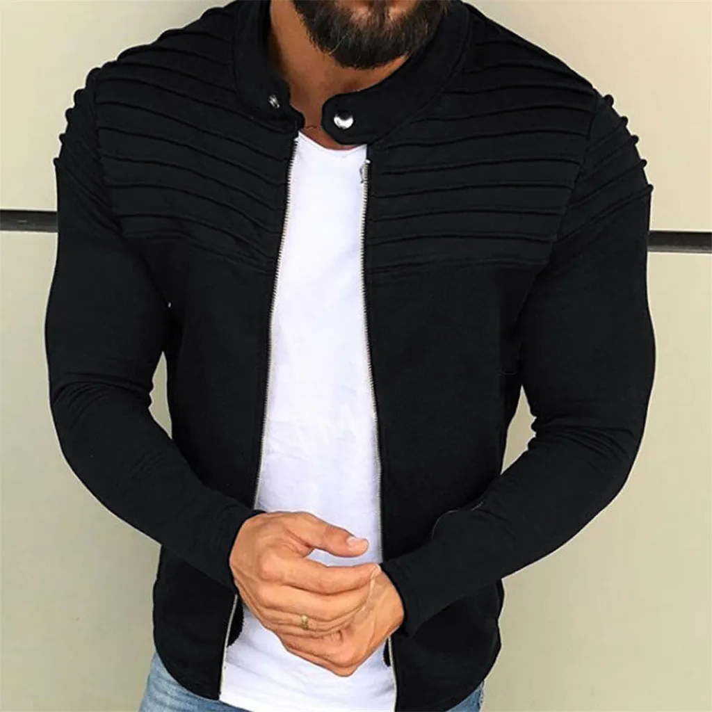 Мужская зимняя приталенная куртка на молнии с воротником плечах Повседневная